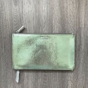Lodis Metallic Suede Clutch/Wallet Mint Green